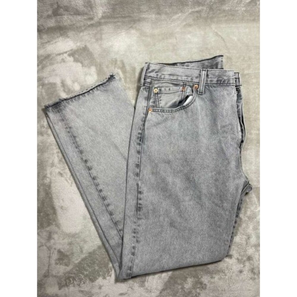 Levi's 501 Straight Jeans Men's Size 38x34 Gray Black Button Fly Baggy